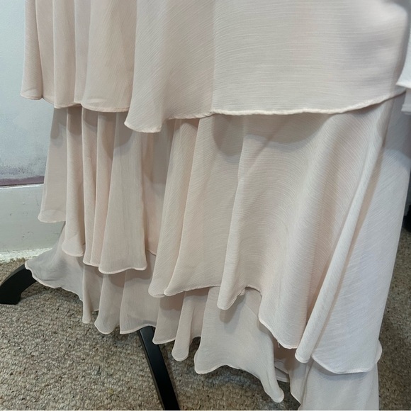 WAYF Women’s Formal Chiffon Wedding Prom Dress Medium Blush Pink Tiered Ruffle - Picture 9 of 12